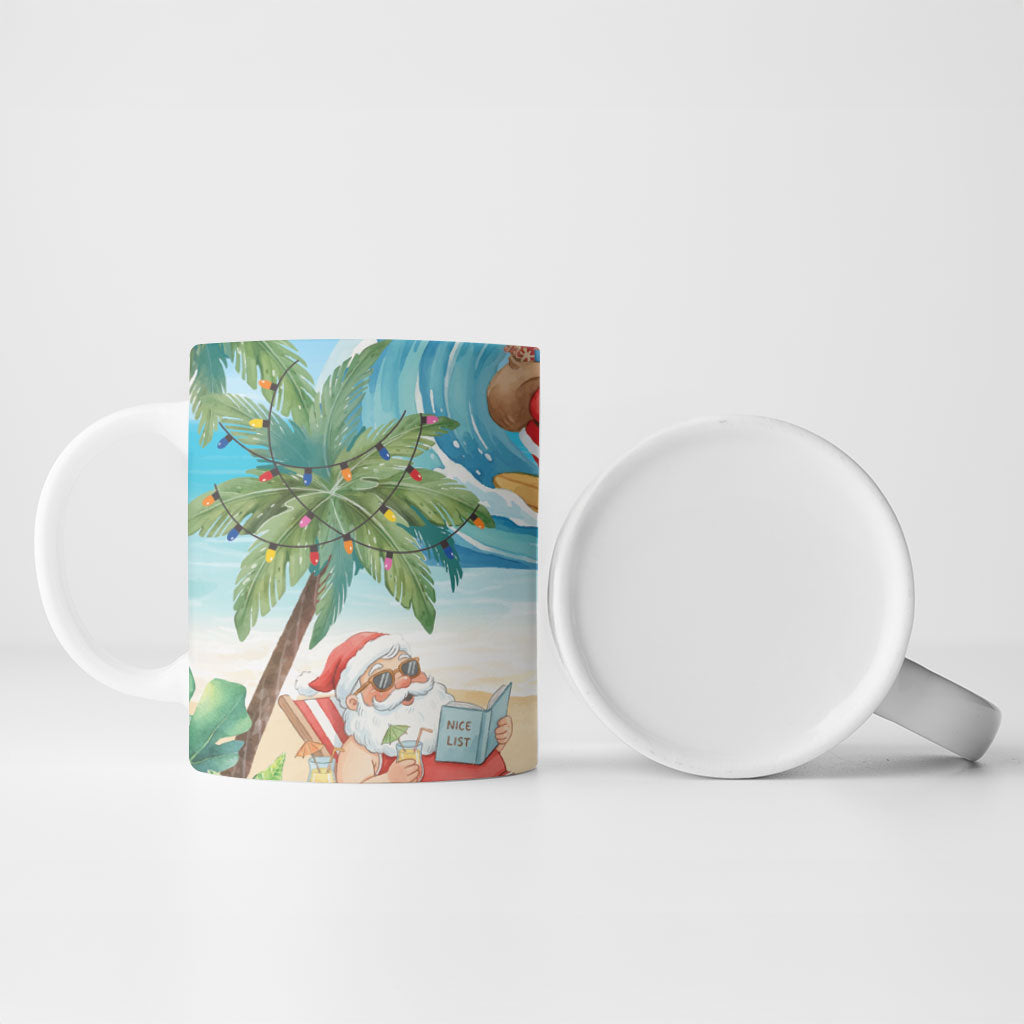Tropical Christmas Funny Santa Ceramic Mug Beach Vacation