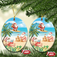 Tropical Christmas Funny Santa Ceramic Ornament Beach Vacation
