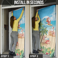 Tropical Christmas Funny Santa Door Cover Beach Vacation