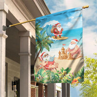 Tropical Christmas Funny Santa Garden Flag Beach Vacation
