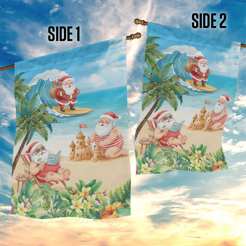 Tropical Christmas Funny Santa Garden Flag Beach Vacation
