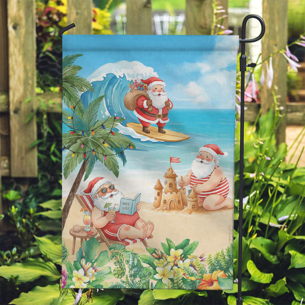 Tropical Christmas Funny Santa Garden Flag Beach Vacation