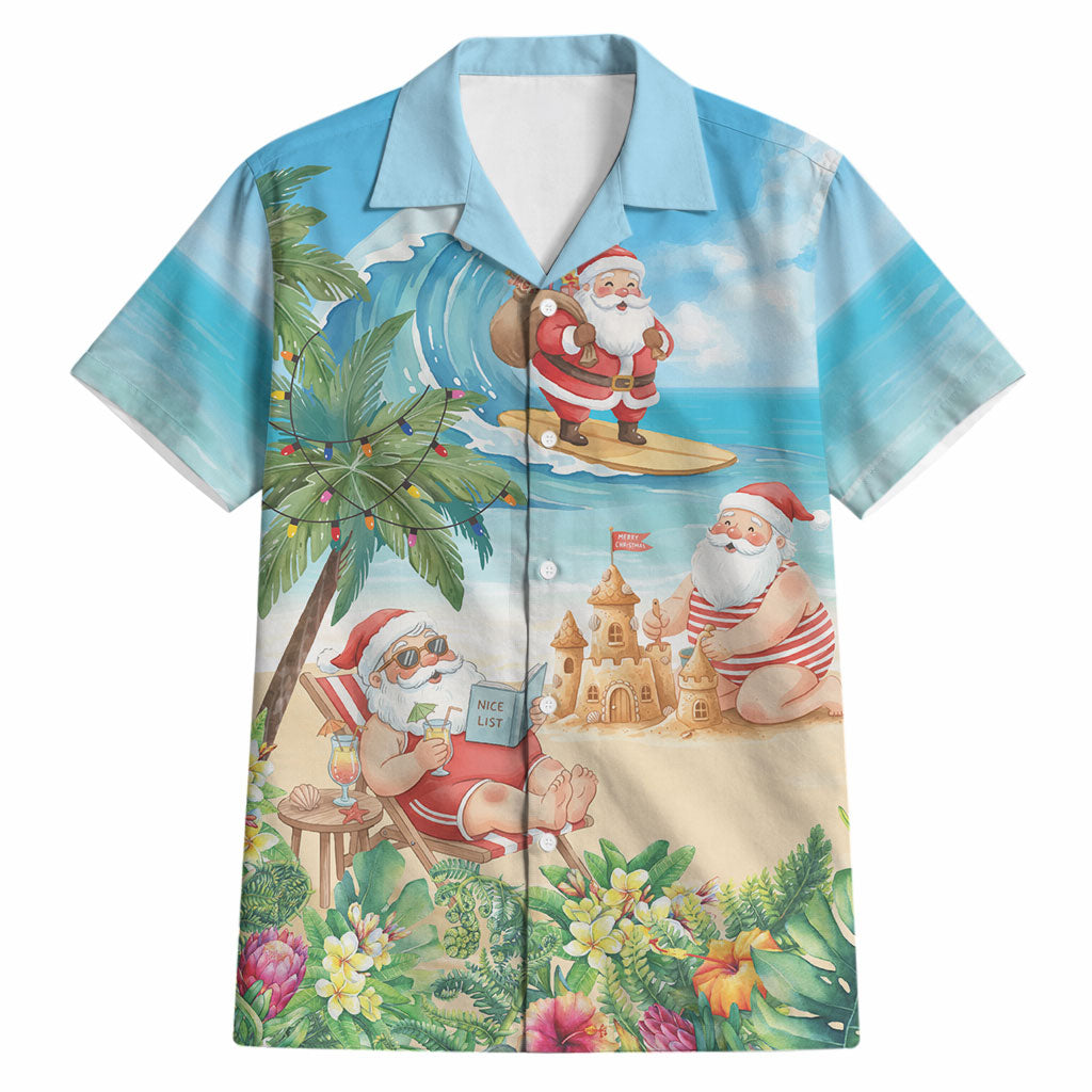 Tropical Christmas Funny Santa Hawaiian Shirt Beach Vacation