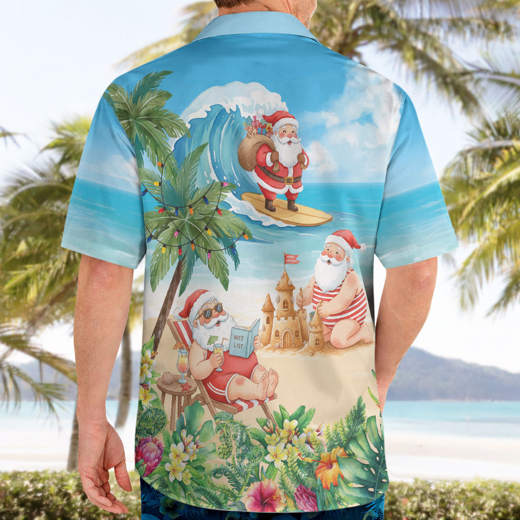 Tropical Christmas Funny Santa Hawaiian Shirt Beach Vacation
