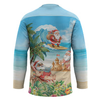 Tropical Christmas Funny Santa Hockey Jersey Beach Vacation