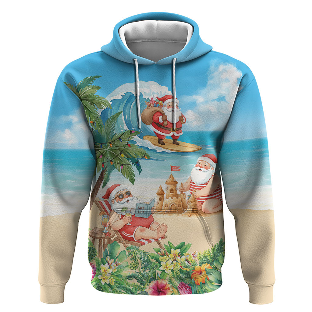 Tropical Christmas Funny Santa Hoodie Beach Vacation