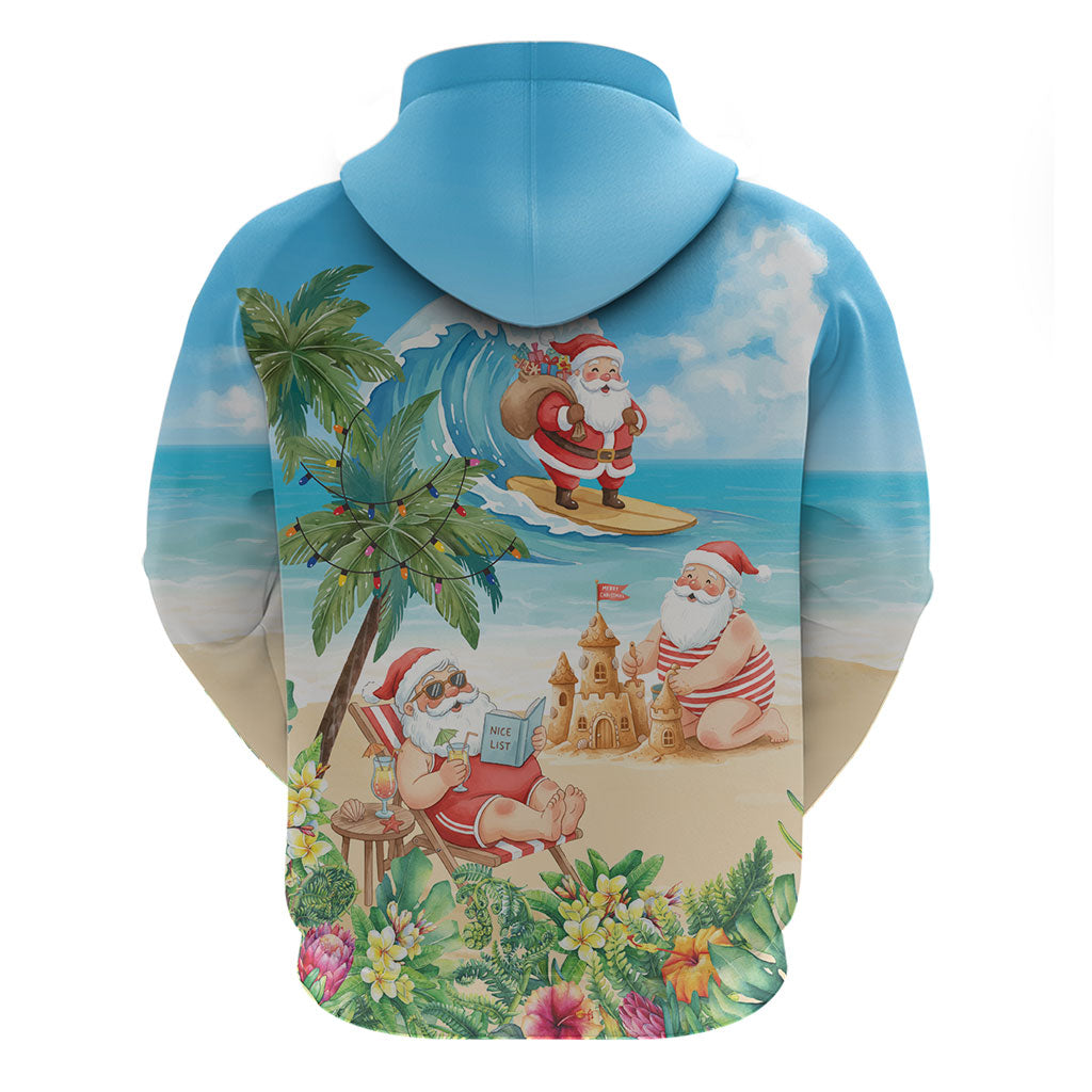 Tropical Christmas Funny Santa Hoodie Beach Vacation