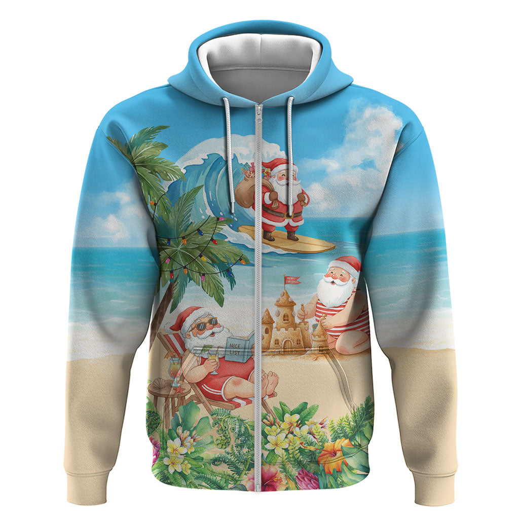 Tropical Christmas Funny Santa Hoodie Beach Vacation