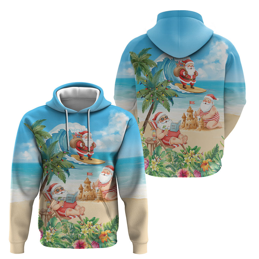 Tropical Christmas Funny Santa Hoodie Beach Vacation