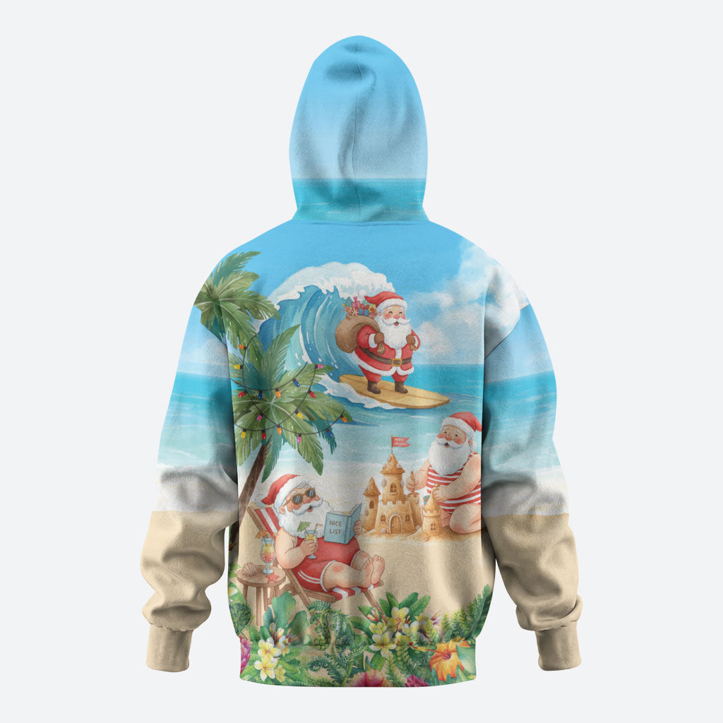 Tropical Christmas Funny Santa Hoodie Beach Vacation