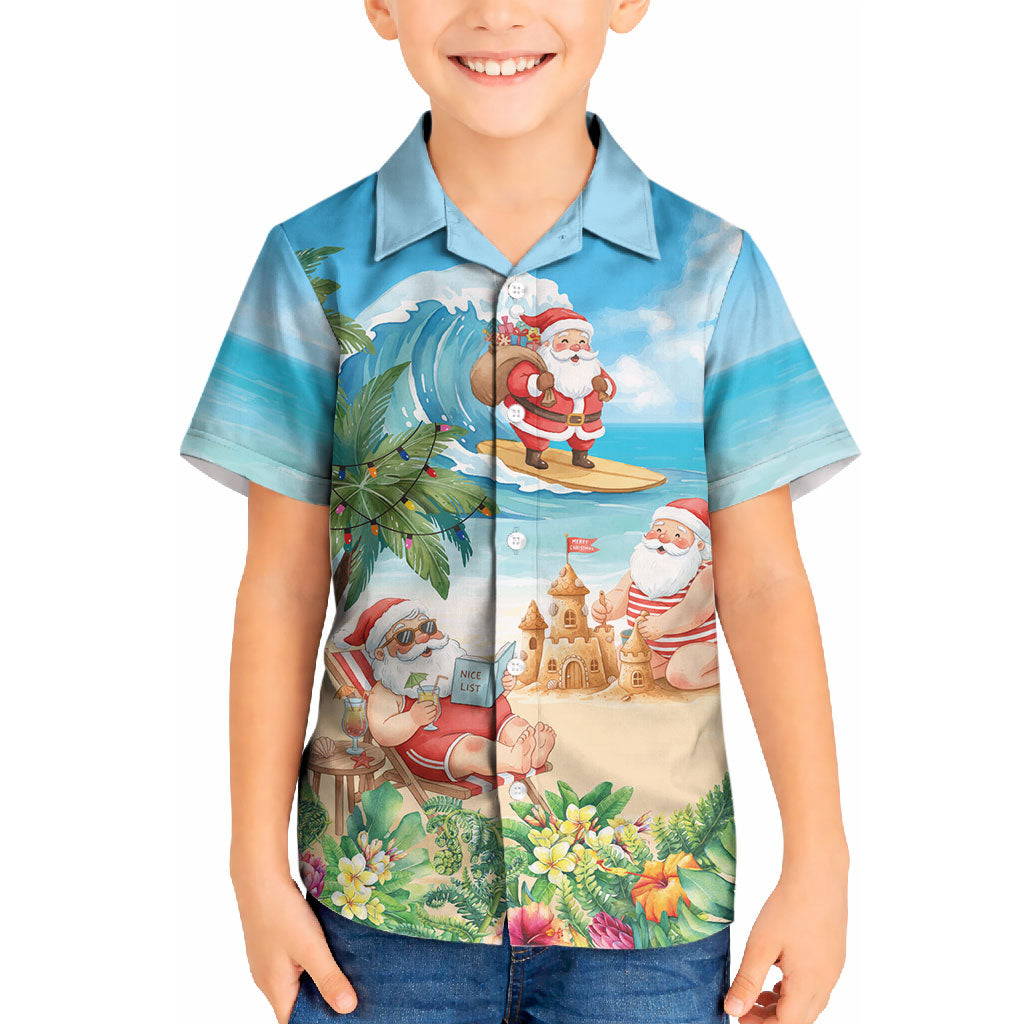 Tropical Christmas Funny Santa Kid Hawaiian Shirt Beach Vacation LT7 Kid Multicolor - Polynesian Pride