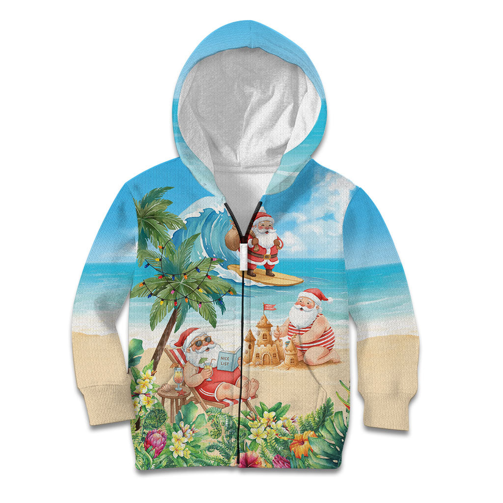 Tropical Christmas Funny Santa Kid Hoodie Beach Vacation