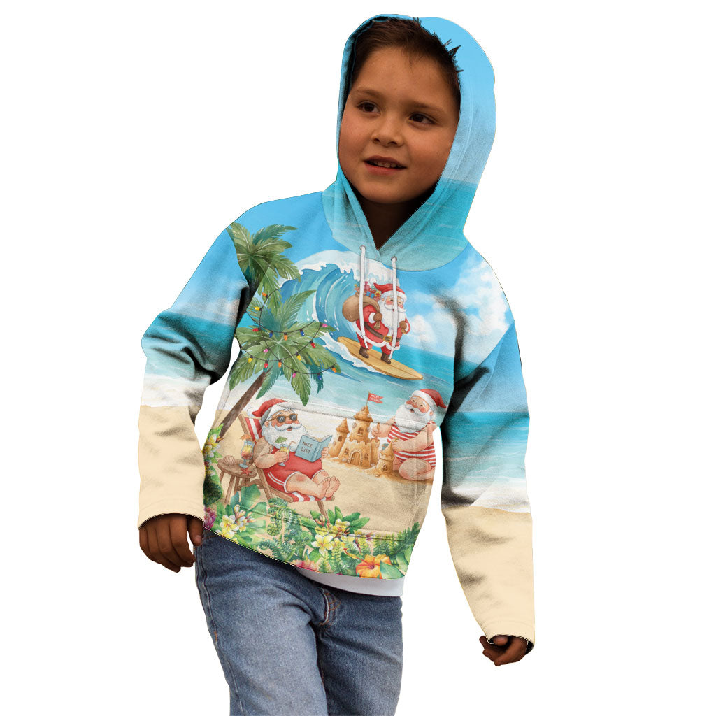 Tropical Christmas Funny Santa Kid Hoodie Beach Vacation