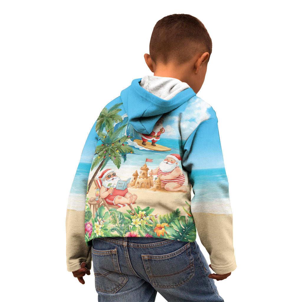 Tropical Christmas Funny Santa Kid Hoodie Beach Vacation