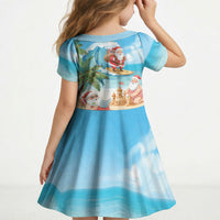 Tropical Christmas Funny Santa Kid Short Sleeve Dress Beach Vacation LT7 - Polynesian Pride