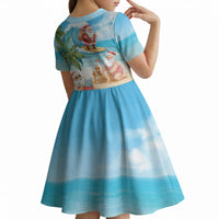Tropical Christmas Funny Santa Kid Short Sleeve Dress Beach Vacation LT7 - Polynesian Pride