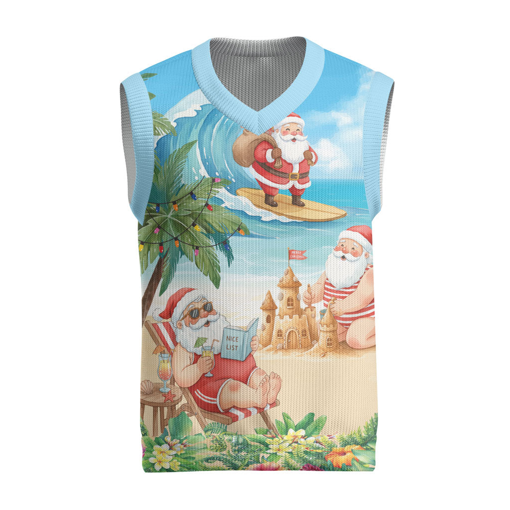Tropical Christmas Funny Santa Christmas Knitted V-Neck Vest Beach Vacation LT7 Multicolor - Polynesian Pride