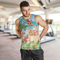 Tropical Christmas Funny Santa Men Tank Top Beach Vacation