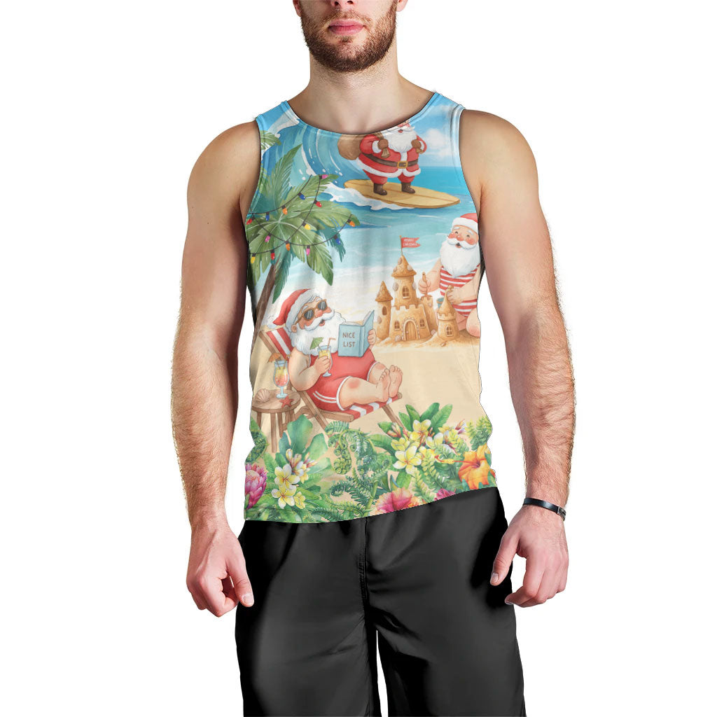 Tropical Christmas Funny Santa Men Tank Top Beach Vacation