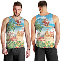 Tropical Christmas Funny Santa Men Tank Top Beach Vacation