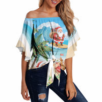 Tropical Christmas Funny Santa Off Shoulder Wrap Waist Top Beach Vacation LT7 Multicolor - Polynesian Pride