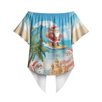 Tropical Christmas Funny Santa Off Shoulder Wrap Waist Top Beach Vacation LT7 - Polynesian Pride
