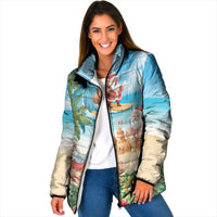 Tropical Christmas Funny Santa Padded Jacket Beach Vacation