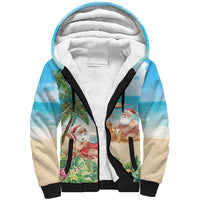 Tropical Christmas Funny Santa Sherpa Hoodie Beach Vacation LT7 Unisex Multicolor - Polynesian Pride