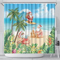 Tropical Christmas Funny Santa Shower Curtain Beach Vacation