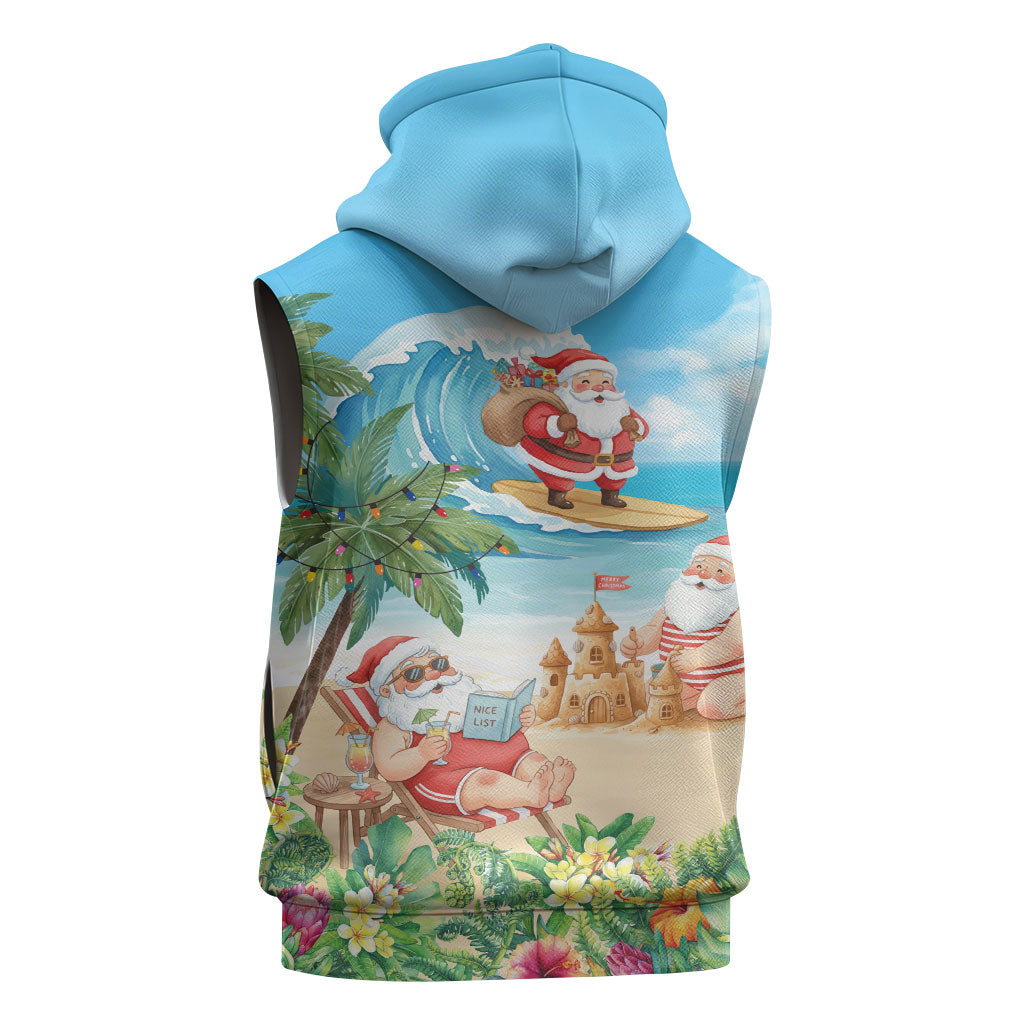 Tropical Christmas Funny Santa Sleeveless Zip Hoodie Beach Vacation LT7 - Polynesian Pride