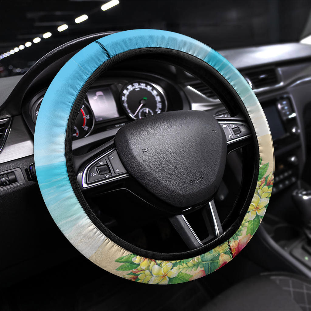 Tropical Christmas Funny Santa Steering Wheel Cover Beach Vacation