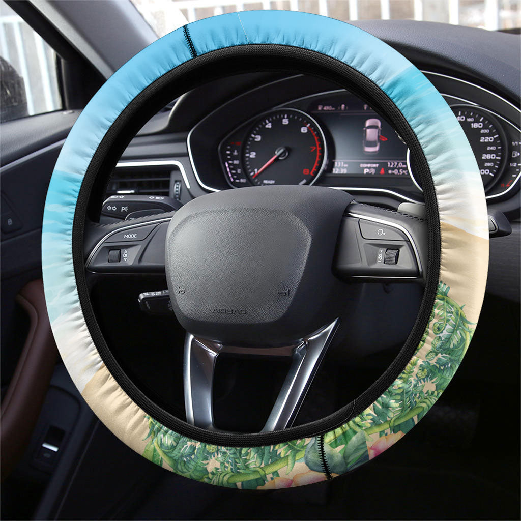 Tropical Christmas Funny Santa Steering Wheel Cover Beach Vacation