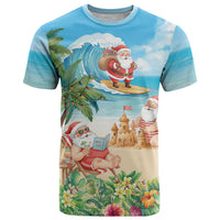 Tropical Christmas Funny Santa T Shirt Beach Vacation