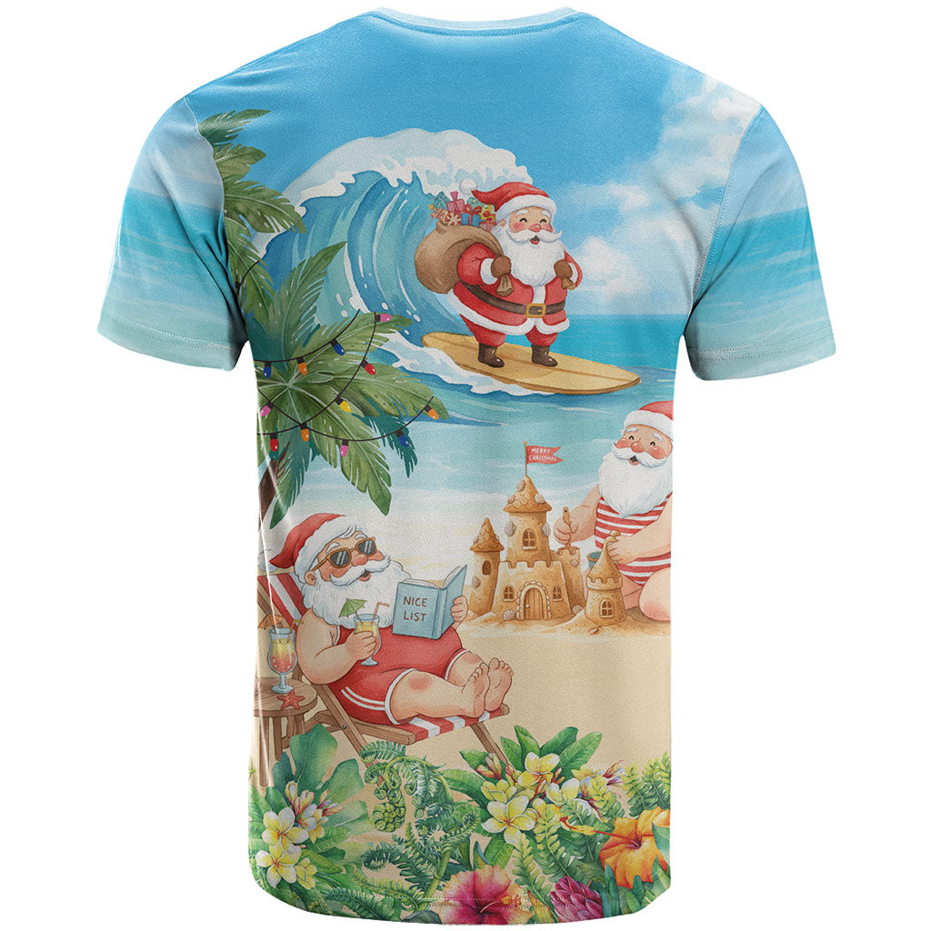Tropical Christmas Funny Santa T Shirt Beach Vacation