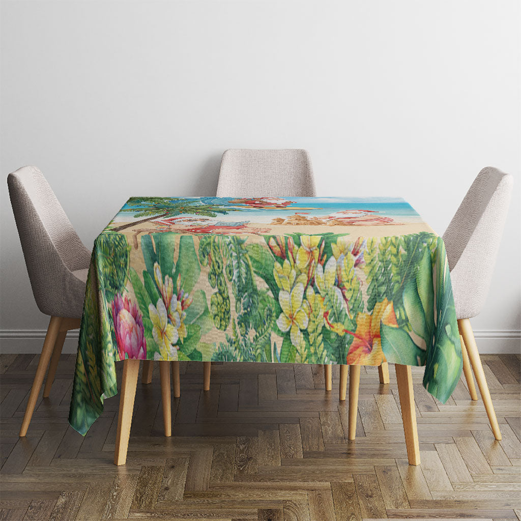 Tropical Christmas Funny Santa Tablecloth Beach Vacation
