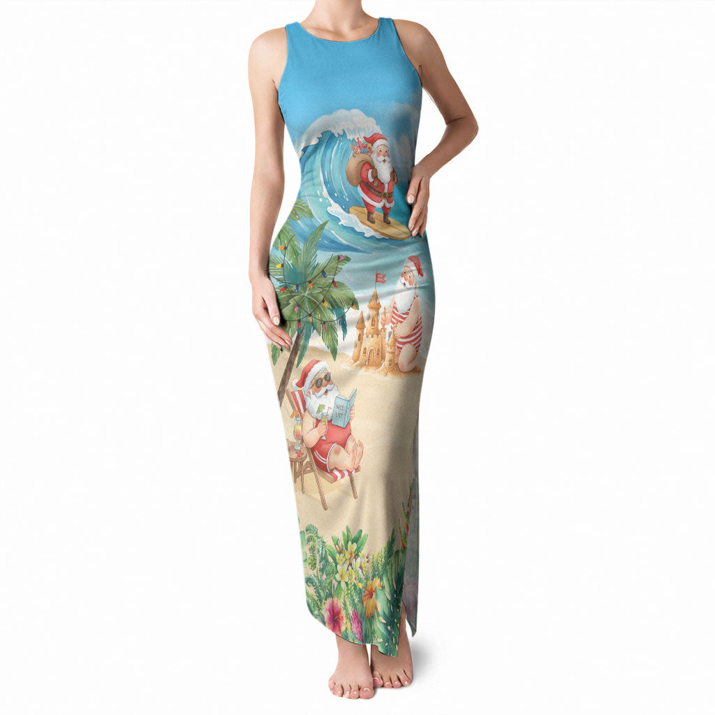 Tropical Christmas Funny Santa Tank Maxi Dress Beach Vacation LT7 Women Multicolor - Polynesian Pride