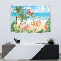 Tropical Christmas Funny Santa Tapestry Beach Vacation