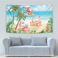 Tropical Christmas Funny Santa Tapestry Beach Vacation