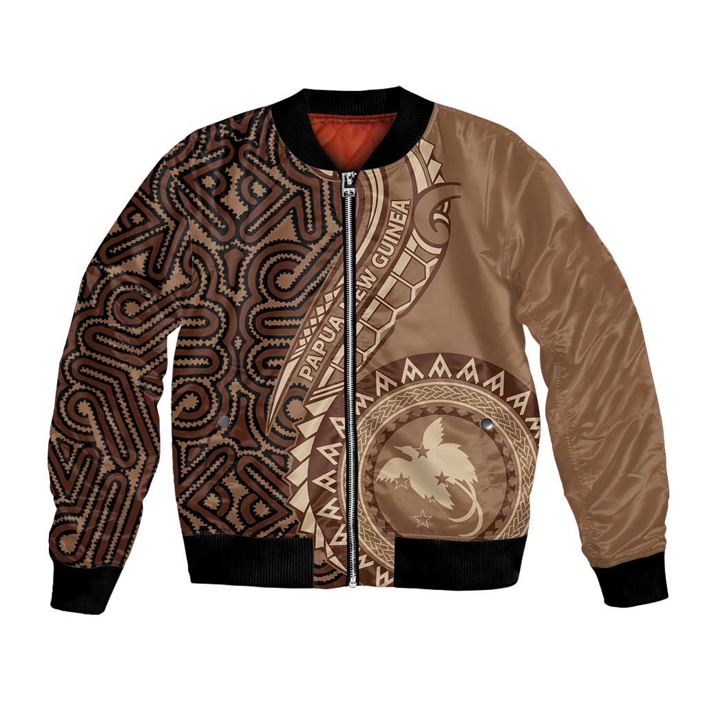 Papua New Guinea Oro Tapa Motif Bomber Jacket Classic LT7 Unisex Brown - Polynesian Pride