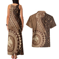 Papua New Guinea Oro Tapa Motif Couples Matching Tank Maxi Dress and Hawaiian Shirt Classic LT7 - Polynesian Pride