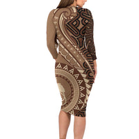 Papua New Guinea Oro Tapa Motif Family Matching Long Sleeve Bodycon Dress and Hawaiian Shirt Classic LT7 - Polynesian Pride