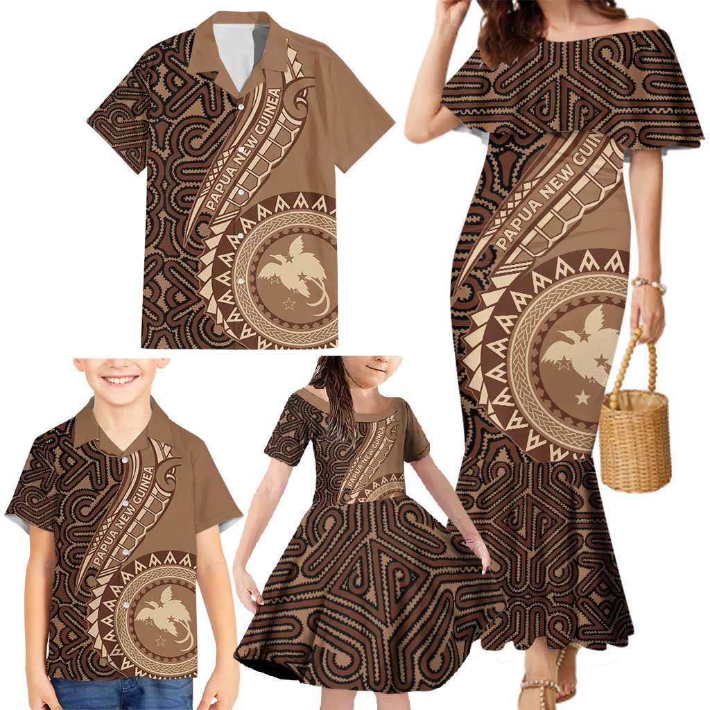 Papua New Guinea Oro Tapa Motif Family Matching Mermaid Dress and Hawaiian Shirt Classic LT7 - Polynesian Pride