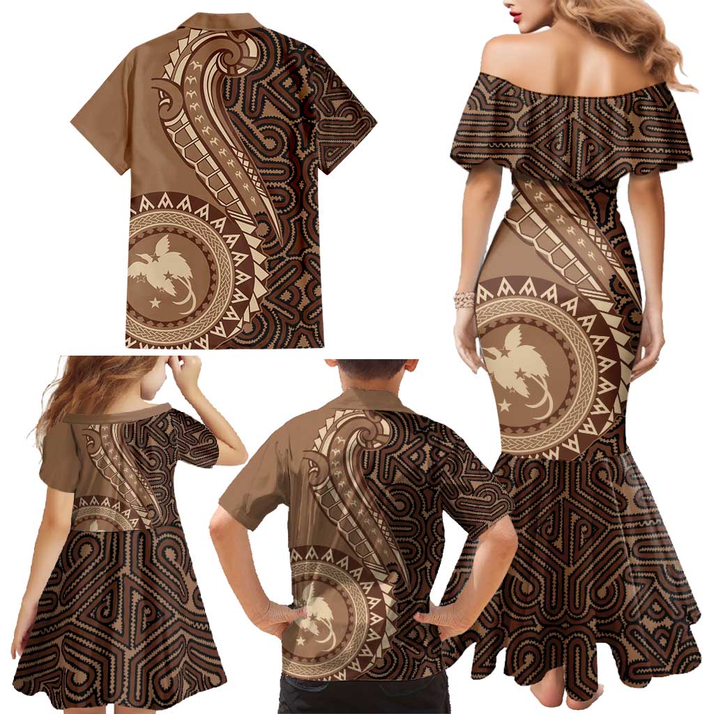 Papua New Guinea Oro Tapa Motif Family Matching Mermaid Dress and Hawaiian Shirt Classic LT7 - Polynesian Pride