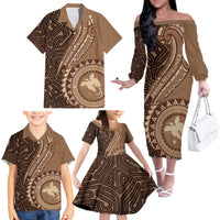 Papua New Guinea Oro Tapa Motif Family Matching Off The Shoulder Long Sleeve Dress and Hawaiian Shirt Classic LT7 - Polynesian Pride