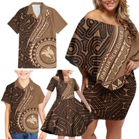 Papua New Guinea Oro Tapa Motif Family Matching Off Shoulder Short Dress and Hawaiian Shirt Classic LT7 - Polynesian Pride