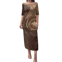 Papua New Guinea Oro Tapa Motif Family Matching Puletasi and Hawaiian Shirt Classic LT7 Mom's Dress Brown - Polynesian Pride