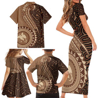 Papua New Guinea Oro Tapa Motif Family Matching Short Sleeve Bodycon Dress and Hawaiian Shirt Classic LT7 - Polynesian Pride