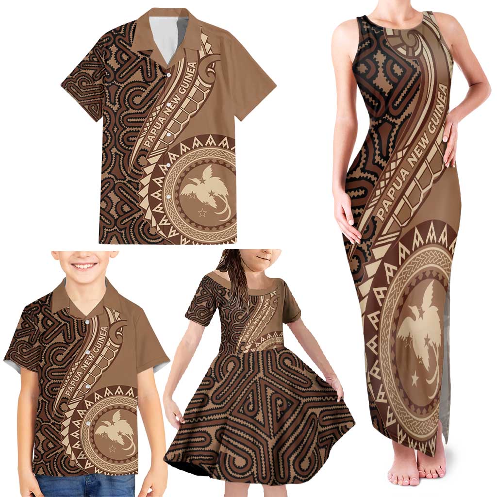 Papua New Guinea Oro Tapa Motif Family Matching Tank Maxi Dress and Hawaiian Shirt Classic LT7 - Polynesian Pride