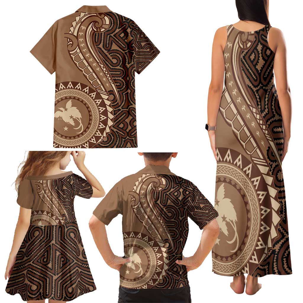 Papua New Guinea Oro Tapa Motif Family Matching Tank Maxi Dress and Hawaiian Shirt Classic LT7 - Polynesian Pride