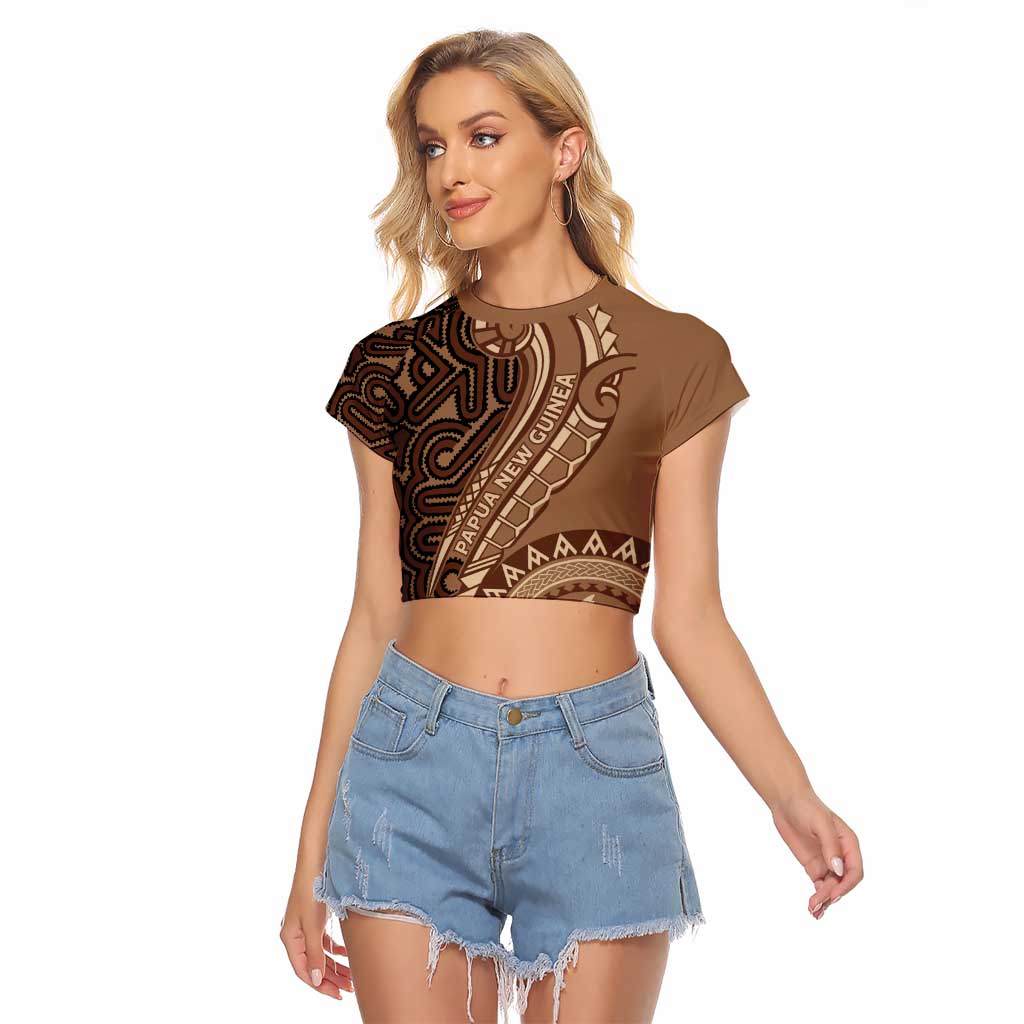 Papua New Guinea Oro Tapa Motif Raglan Cropped T Shirt Classic